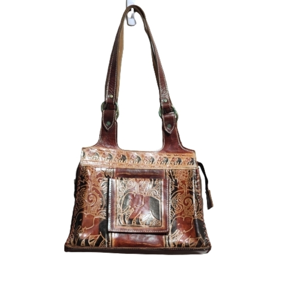 Vintage Boho hippie hand made  carved leather shoulder bag - Picture 1 of 6